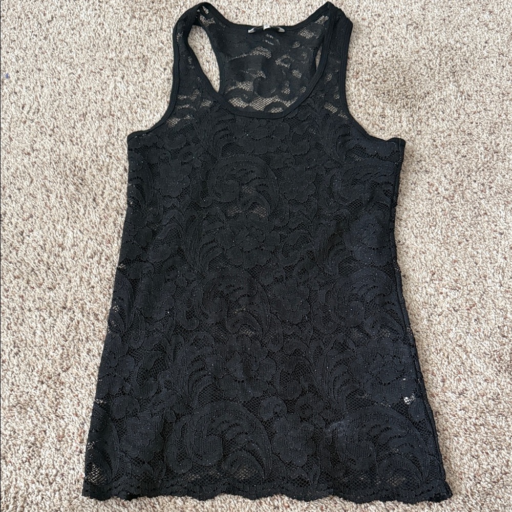BKE Black Lace Tank Top